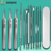11Pieces Professional Tweezers Acne Remover German Ultra-fine No. 5 Cell Pimples Blackhead Clip Facial Pore Cleaning Care Tool Face Skin Care Tools
