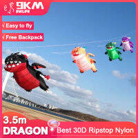 9KM 3.5M Nerd Dragon Kite Line ซักรีดจี้ Soft Inflatable Show Kite สำหรับ Kite เทศกาล30D Ripstop ผ้าไนลอนพร้อมกระเป๋า