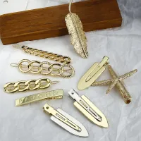 【YF】₪►♠  Gold Color Star Chain Hair Clip Hairpin Punk Irregular Side Duckbill Clamp Accessories