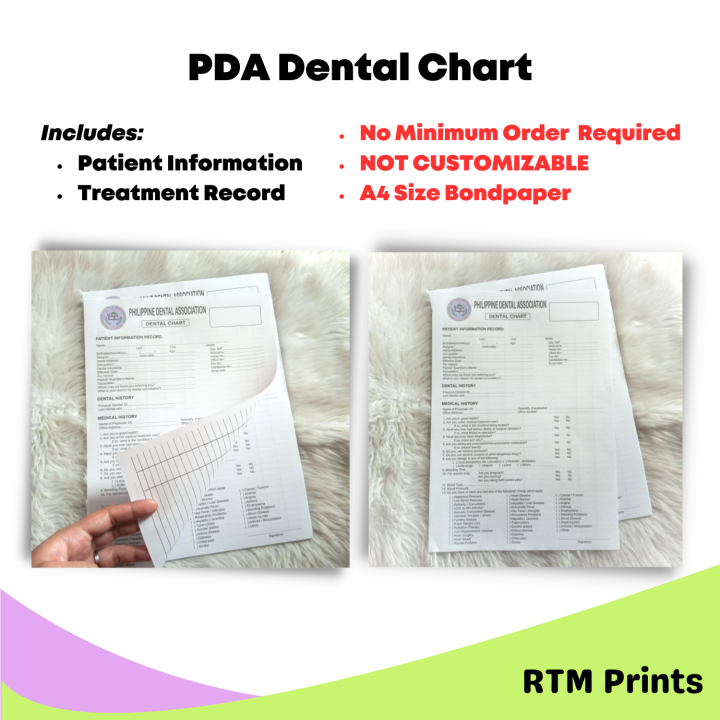 RTM PDA Dental Form - Manipis na Papel (A4 Size 70gsm Bondpaper ...