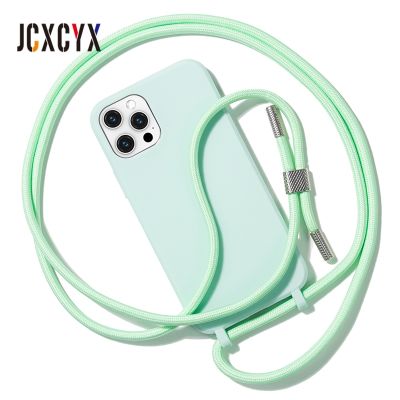 [LWF HOT] ◎㍿㍿ Crossbody สร้อยคอสายคล้องคอซิลิโคนเหลวเคสโทรศัพท์สำหรับ iPhone 12 11 Pro Max X XR XS 7 8 Plus SE 20สำหรับ Iphone 11