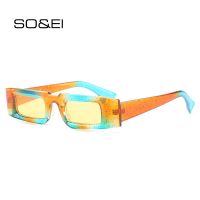 SO amp;EI Vintage Small Rectangle Sunglasses Women Fashion Colorful Eyewear Men Trending Champagne Sun Glasses Shades UV400