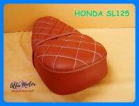 HONDA SL125 DOUBLE SEAT COMPLETE "BROWN" #เบาะรถมอเตอร์ไซค์ ลายข้าวหลามตัด สีน้ำตาล เดินด้ายขาว