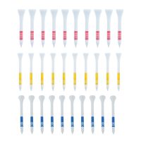 25pcs Professional Golf Tees White with Red/Yellow/Blue Stripe Mark Scale 53mm/69mm/83mm Wooden Golf Ball Tees Practice Supplies