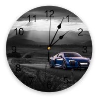 ✱✹♝ Blue Racing Car View Wall Clock Modern Design Living Room Decoration Kitchen Clock Mute Wall Watch Home Interior Decor