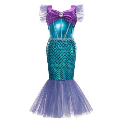 COS Ariel Girl Little Mermaid Costume Fashion Kid Dress For Girls Children Carnival Birthday Party Clothes Cosplay Mermaid Dress