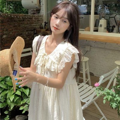 COCONI Sweet Doll Collar Dress Women New Korean Style Sleeveless Loose A-Line Dress Baju Perempuan