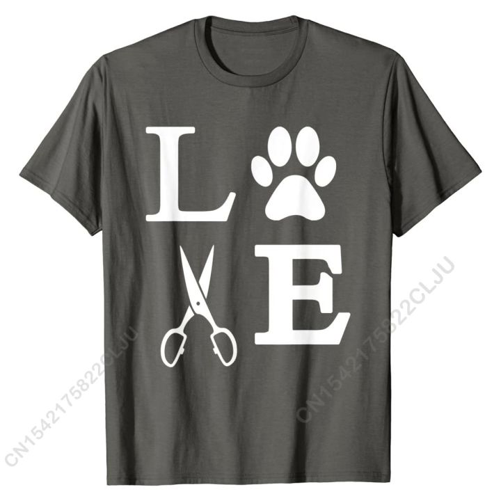 love-dogs-dog-groomer-paw-print-grooming-cute-t-shirt-cal-cotton-student-men-tees-summer-popular-top-t-shirts