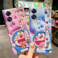 Phone Case เคส OPPO A38 A58 A78 4G NFC สร้างสรรค์3D วิวเคสโทรศัพท์กับสายรัดข้อมือแวว Rhinestone บลูเรย์น่ารักโดราเอมอนเคสนิ่มลายการ์ตูน2023