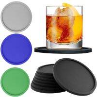 Silicone Cup Coasters Round Soft Wine Glasses Insulation Non-slip Black Coasters for House Bar Home Tools