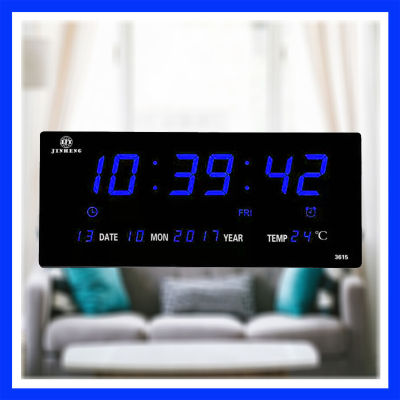 Jinheng นาฬิกาแขวน LED ดิจิตอล YX-3615 ปฏิทินถาวร สีฟ้า 36x15x3cm