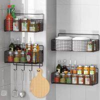 Bathroom Shelving Perforation-Free Toilet Storage Rack Grid Kitchen Wall-mounted Shelving Iron Hanging Basket Bathroom Counter Storage