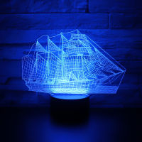 3D LED Night Light Ship Sailboat with 7 Colors Light for Home Decoration Lamp Amazing Visualization Optical Illusion Awesome