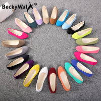 Slip On Women Flats Shoes Candy Color Pointed Toe Female Loafers Large Size Shoes Woman Spring Flock Ladies Ballet Flats WSH2214