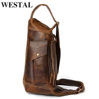 △ Crazy Horse Leather Sling Bag Men Bag Mens Genuine Leather Chest - Leather Sling - Aliexpress