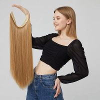 No Clip Synthetic Invisible Wire Hair Extensions Straight Natural Black Blonde One Piece False Hairpiece Hair Extension