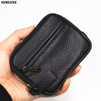 ZZOOI SIMLINE Genuine Leather Wallet For Men Women Soft Cowhide Vintage Short Zipper Small Clutch Bag Coin Purse Card Holder Female