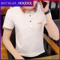 MOQOOL เสื้อโปโลปักไฮเอนด์ลำลองผู้ชาย,แขนสั้นซัมเมอร์คอโปโล