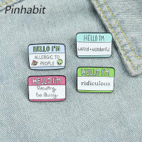 Pinhabit เข็มกลัดเคลือบพร้อมข้อความตลก4รูปแบบเข็มกลัดมุกที่ออกแบบเองได้