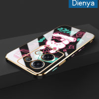 เคส Dienya สำหรับ OPPO Reno 8 Pro 5G Reno 10 Pro 5G Reno8 Reno 7 4G F21 Pro F21s เคสการ์ตูนน่ารักโชคดีดีเคสใหม่กรอบสี่เหลี่ยมชุบซิลิก้าเจลนิ่มกันกระแทกเคสมือถือรวมทุกอย่างเลนส์กล้องถ่ายรูปฝาครอบป้องกัน