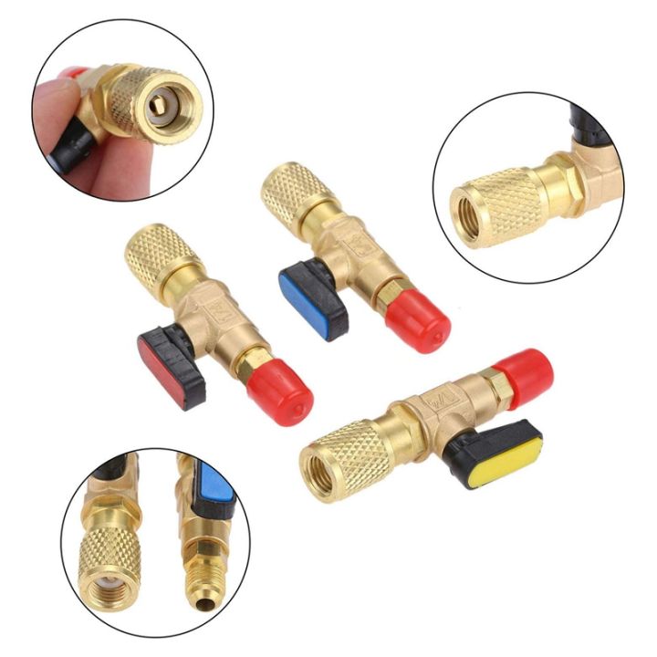 3pcs-set-brass-r410a-refrigerant-straight-ball-valves-ac-charging-hoses-brass-1-4-inch-male-to-1-4-inch-5-16-inch-female-sae-valve