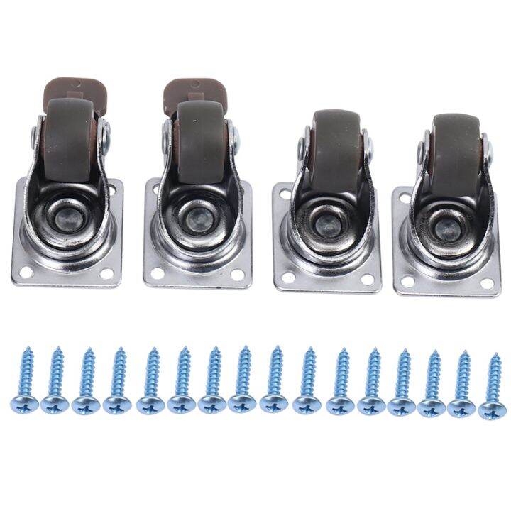 4 Pack 1 inch Low Profile Casters Wheels Soft Rubber Swivel Caster with