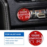 สติกเกอร์ติดปุ่ม Start Stop Engine Mobil ฝาครอบสำหรับ Ford คาร์บอนไฟเบอร์แบบแข็งแท้มี2015 2016 2017 2018 2019 2020 2021 2022