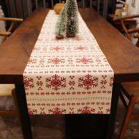 [HOT W] 1Pcs Christmas Table Runner Red Snowflake Snowman For Weddings Party Christmas Home Table Cloth Decor