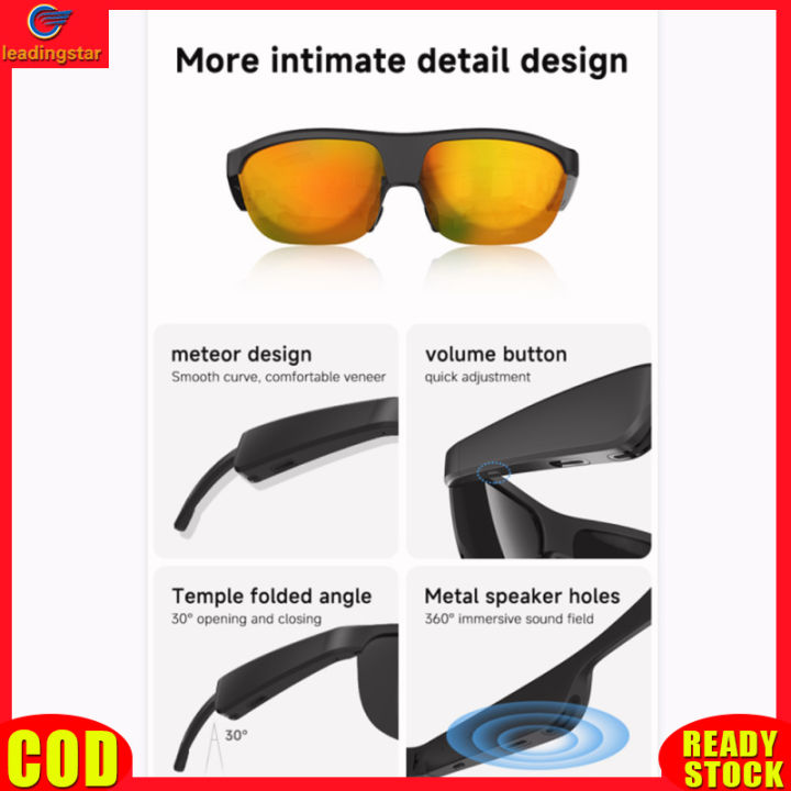 leadingstar-rc-authentic-smart-glasses-bluetooth-compatible-5-3-hands-free-calling-sunglasses-built-in-mic-glasses-with-30-degree-hinge-design