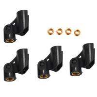 Universal Microphone Clip Holder with 5/8 Inch Male to 3/8 Inch Female Nut Adapters Black