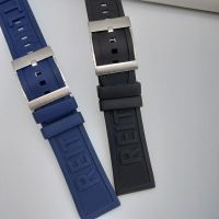 2023 new☈❏□ Karet hitam biru tua 22mm 24mm gelang jam gelang jam untuk navitimer/avenger/tali Breitling gesper baja tahan karat