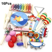 16PCS เด็กวัยหัดเดินเครื่องดนตรี Percussion Instruments ชุด Prechool การศึกษา Early Leaning Music ของเล่นสำหรับชายหญิง