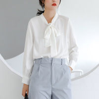 Women Spring Autumn Style Loose Blouses Shirts Lady Casual Bow Tie Collar Long Sleeve Blusas Tops DD9125