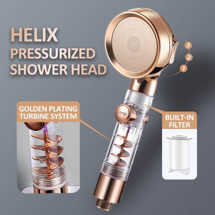 Shower Head Turbocharged 3 Mode High Pressure Adjustable Filtering