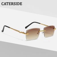 CATERSIDE 2022 New Rimless Sunglasses Men Small Square Serpentine Metal Sun Glasses for Women Trend Outdoor Travelling Eyewear