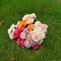 1 nch Plastic Handle 7 Heads Fake Carnation Home Decor Artificial Flowers