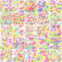 Acrylic Beads Candy Color Cartoon Heart Shape Flower Star Spacer Beads For Jewelry Making Bracelet Necklace Accessories 50PCS