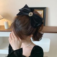 Fashion French High-Grade Black Velvet Oversized Bow Tie Has Always Been A Rose Autumn And Winter Headdress Hairpin For Girls