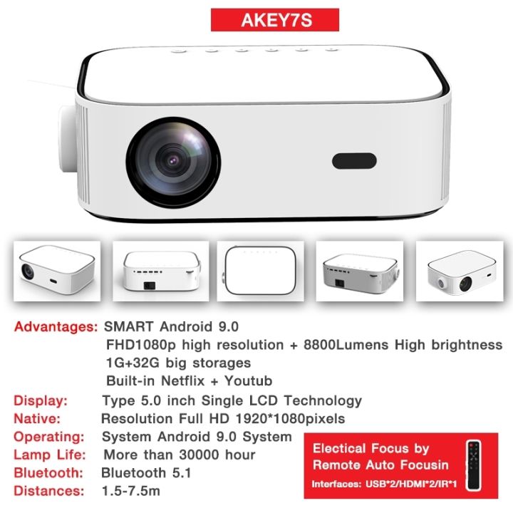 โปรเจคเตอร์-shutter-b-akey-pro7s-led-projector-full-hd-8800-lumens-andriod-9-0-ประกันศูนย์-1-ปี