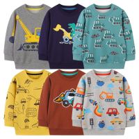 Cartoon Excavator Boys Sweatshirt 2023 Winter Clothes Sports Top Boy Long Sleeve Cotton Jumper Kids Clothes Childrens Pullover