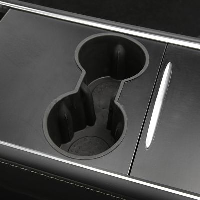 Car Water Cup Holder For Tesla Model 3 Model Y 2021 2022 Accessories Silicone Skid Proof Water Proof Double Hole Holder