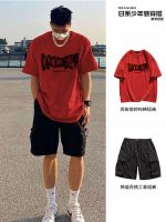 【Ready】? short-sed T- for men summer s brand high street nme set h an rod neck pure T- suit