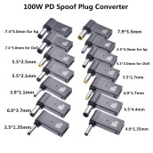 100W PD Spoof Plug Converter Type C Female to 7.4x5.0mm 4.5x3.0mm 5.5x2.5mm Male Laptop DC Output Jack Connector