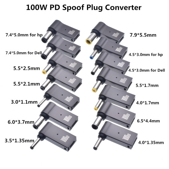 100w pd spoof plug converter type c female to 7.4x5.0mm 4.5x3.0mm - ảnh sản phẩm 1