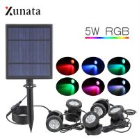 ☜ Solar Powered LED RGB Underwater Lamp Waterproof Aquarium Landscape Tank Fountain Pond Spotlight for Garden Lawn Swimming Pool