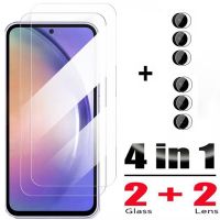 ☏♀⊙ 4in1 Tempered Glass For Samsung Galaxy A54 5G Camera Lens Screen Protector Film for Samsung A14 5G A04 A04s A04e A54 A34 Glass