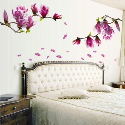 [24 Home Accessories] 70X50Cm Magnolia Flower Blossoms สติกเกอร์ติดผนังสติกเกอร์แฟชั่นห้องโถงสร้างสรรค์วอลล์เปเปอร์ดอกไม้ DIY Paste Home Bedroom AY9157