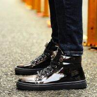 【Spot】 mens street style sneakers high-top casual mens shoes fashion mirror sneakers