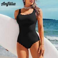 Anfilia Womens ชุดว่ายน้ำเซ็กซี่ U คอสีทึบแฟชั่น Monokini Push Up ชุดว่ายน้ำชุดว่ายน้ำ