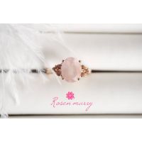 Natural Rosequartz and brown zircon ring silver 925 with rosegold plated